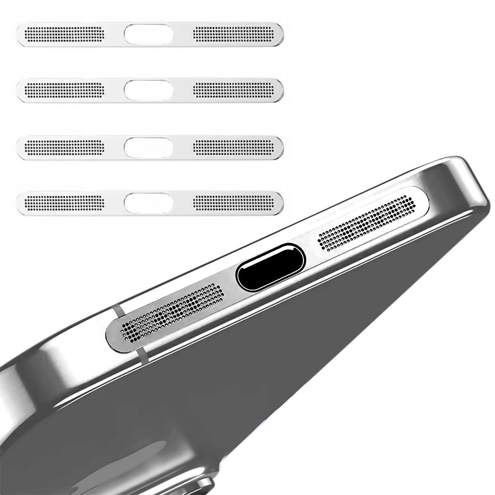 4Piece Metal Dust Mesh Covers for iPhone 18 Pro 18 Pro Max - Silver