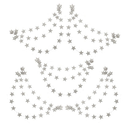 5 Pack 4m Thick Paper Star Garland Bunting Banners for Parties - Silver
