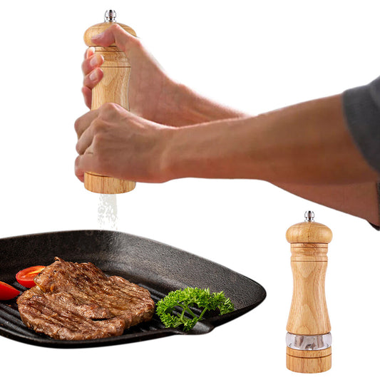 Manual Wooden Salt Grinder Adjustable Pepper Mill Shaker Wood Color