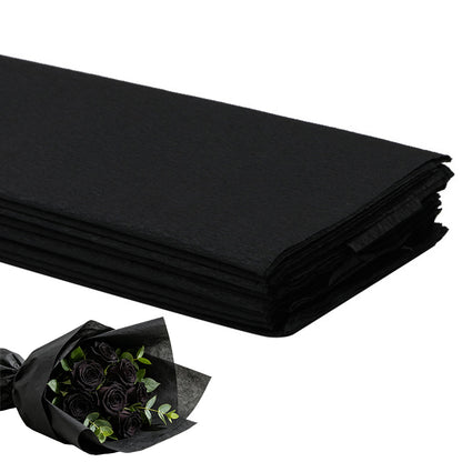 10 Crepe Paper Sheets for Gift Wrapping and Flower Crafts - Black