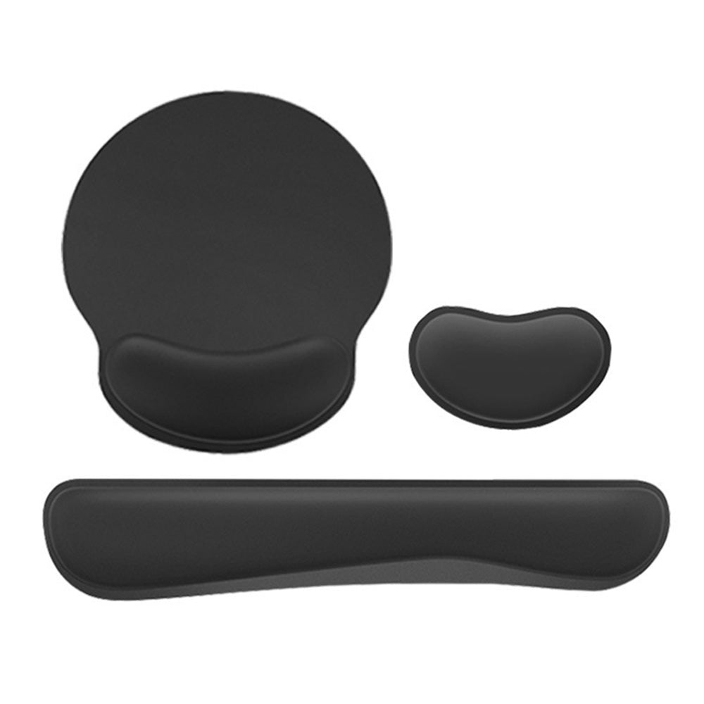3Pcs Gaming Mouse Pad Mouse Pad with Wrist Rest Circle Curved Ergonomic Mousepad-Black