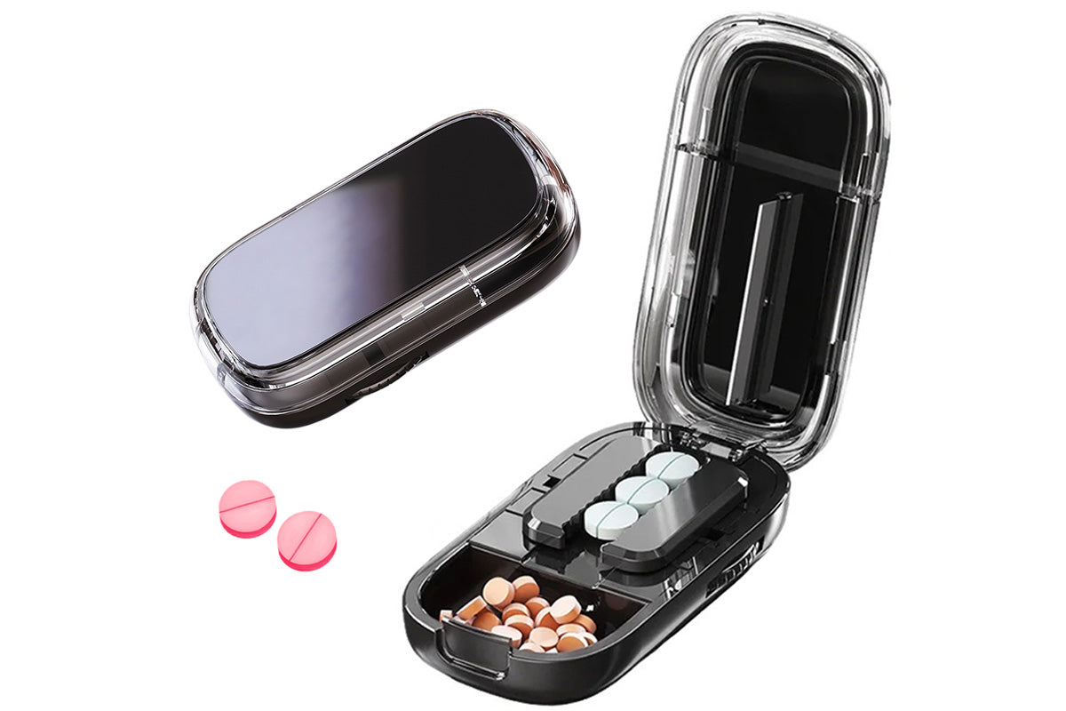 Pill Cutter Pill Splitter for Small and Tiny Pills 1/2 Adjustable Pill Organizer-Black