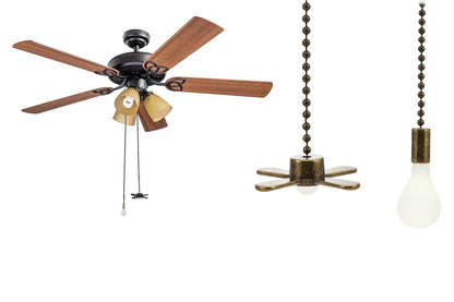 2Pcs Ceiling Fan Light Bulb Pull Chain Beaded Ball Extension Connector Decor-Bronze