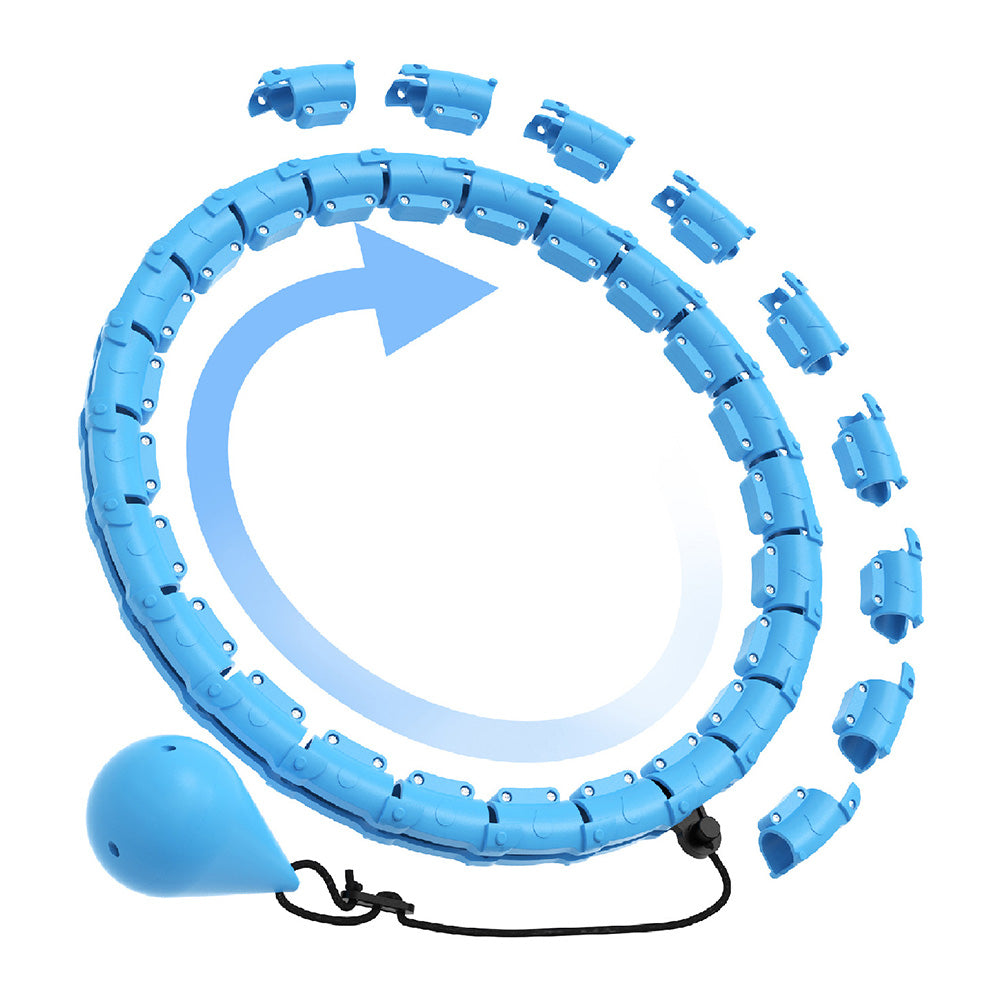 32 Section Weighted Hula Hoop with Massage Rollers-Blue