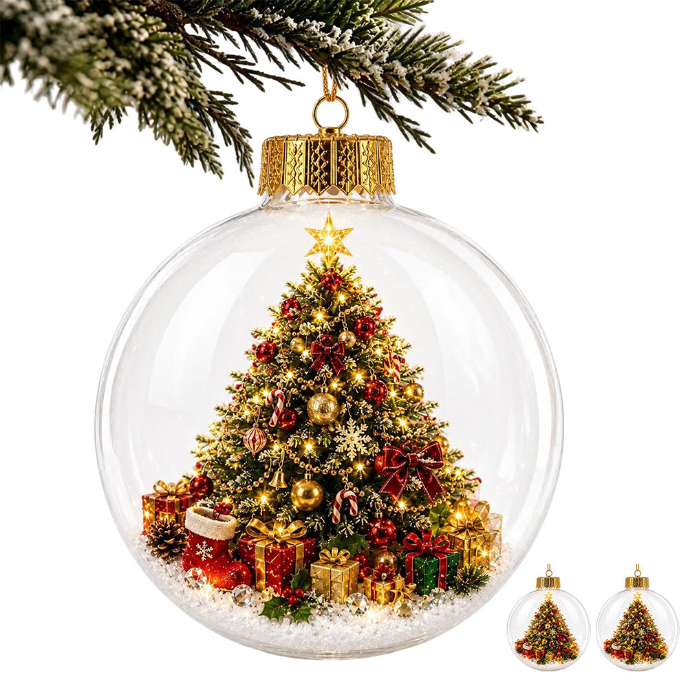 2 Pack 8cm Clear Plastic Fillable Christmas Ball Ornaments - Christmas Tree