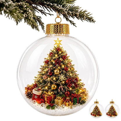 2 Pack 8cm Clear Plastic Fillable Christmas Ball Ornaments - Christmas Tree