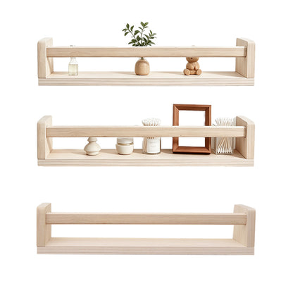 3 Pack Floating Wall Mounted Book Display Shelves - Beige