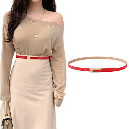 Vintage Womens PU Leather Casual Belt for 72 to 94cm Waist - Red