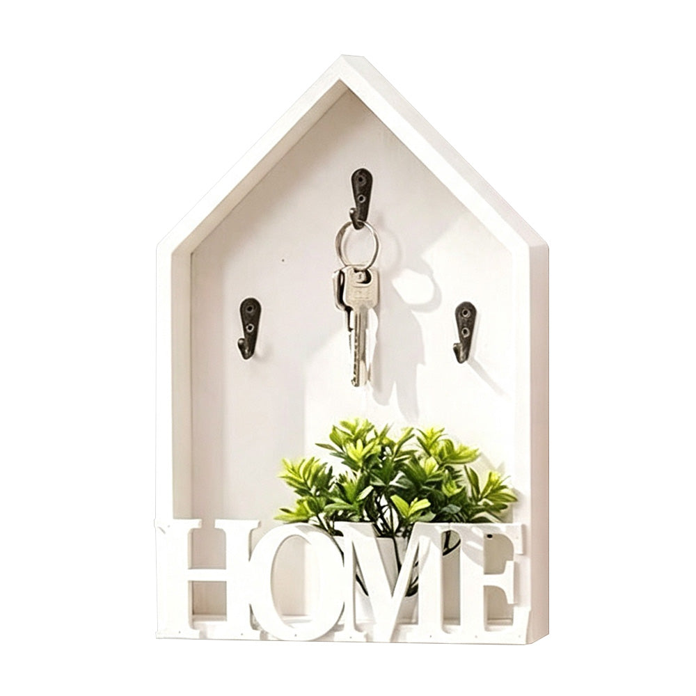 Vintage Key Holder Wall Mount with 3 Hooks Key Rack - White