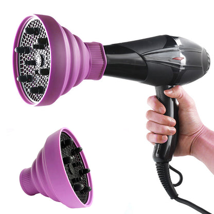 Foldable Silicone Hair Dryer Diffuser for Universal 4 to 5cm Nozzles - Purple