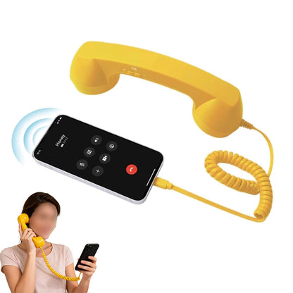 Retro Type C Wired Phone Handset with Microphone for Phones Computers - Yellow