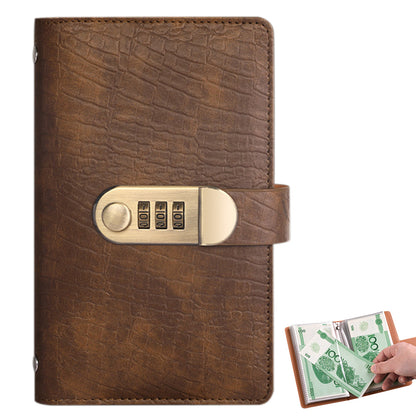 100 Envelope Savings Challenge Book with 3 Digit Combination Lock - Brown