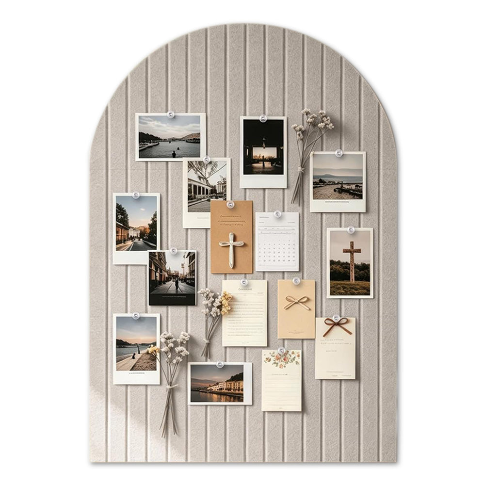 Large Arched Felt Bulletin Board with 30 Push Pins - Camel