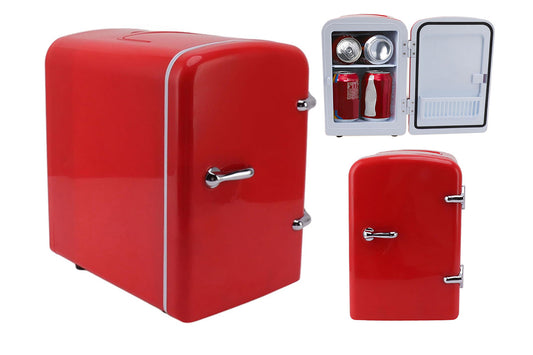 4L 6 Cans Mini Refrigerator Home Portable Mini Fridge for Drinks Bar-Red