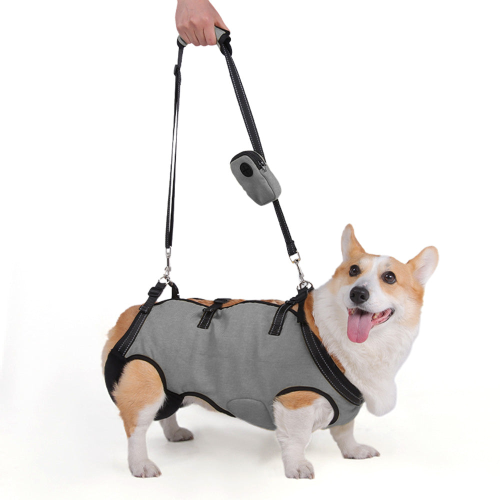 Pet Sling Carrier Bag Dog Puppy Lift Harness Vest Travel Tote Shoulder Bag -Grey