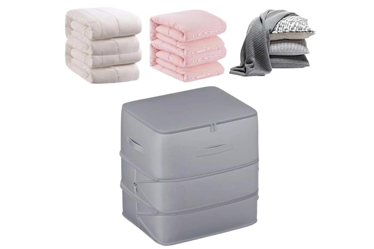 2Pcs 3 Layer Ultra Space Saving Self Compression Organizer Heavy Duty Moving Storage Bag-Grey