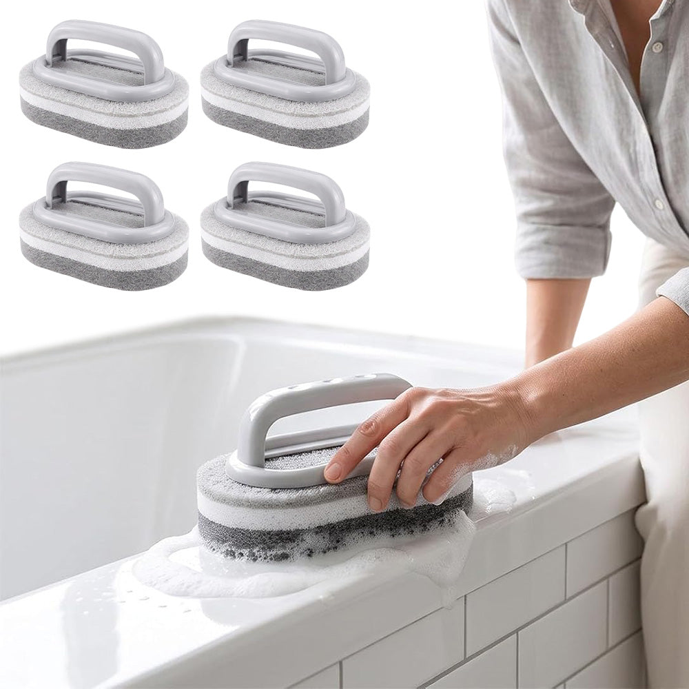 5 Piece Multi Layer Sponge Cleaning Brush Set for Kitchen Bathroom - Grey