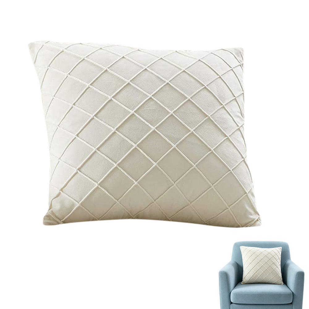Velvet Rhombus Pleated Cushion Cover for Sofa Bedroom and Window Seat - Beige