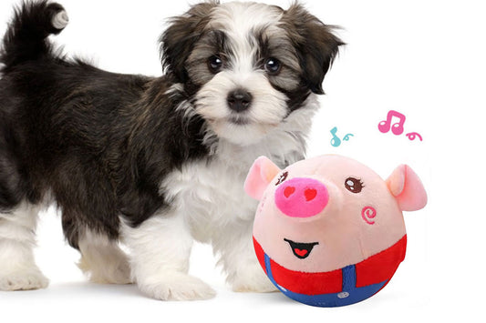 Active Moving Pet Plush Toy Interactive Bouncing Ball Sound Electronic Dog Toy-Red