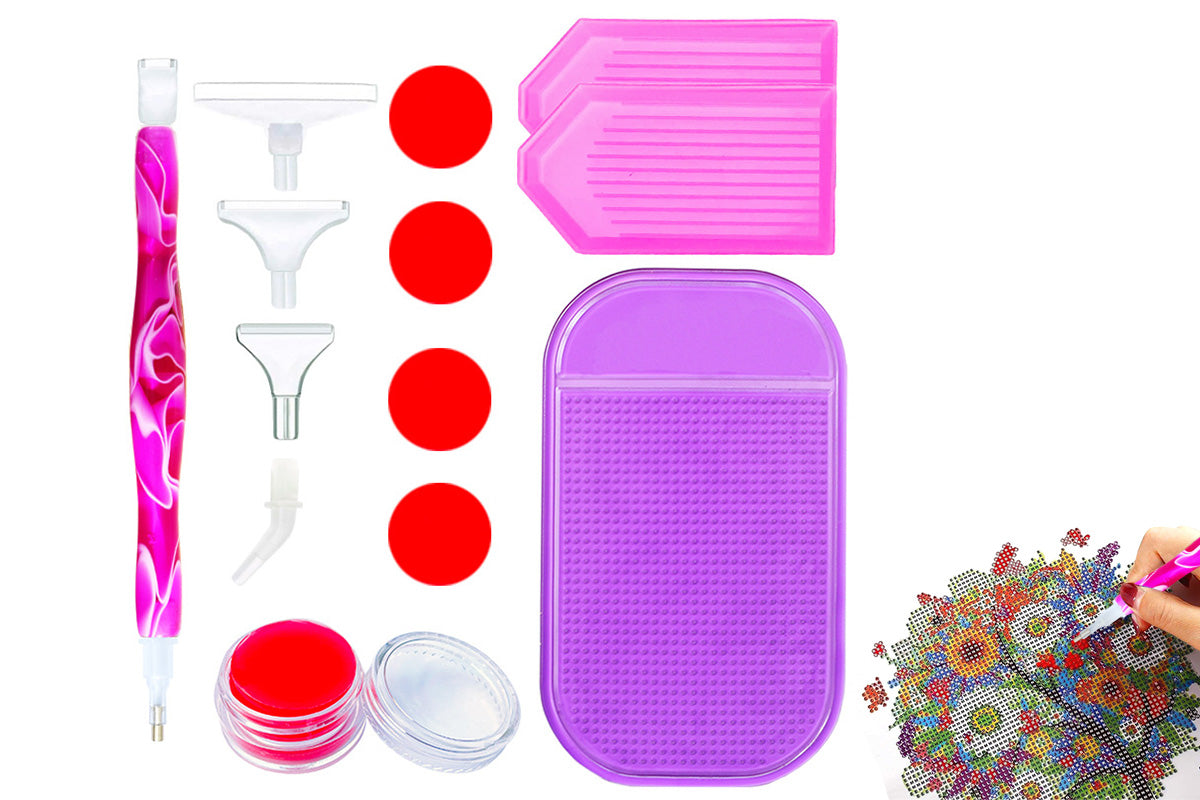 5D Diamond Painting Tools Set DIY Art Craft Pen Accessories Kit -Purple