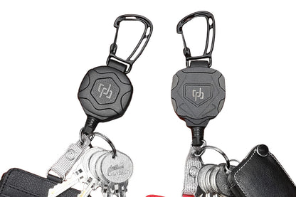 Heavy Duty Retractable ID Badge Holder Keychain Black and Grey