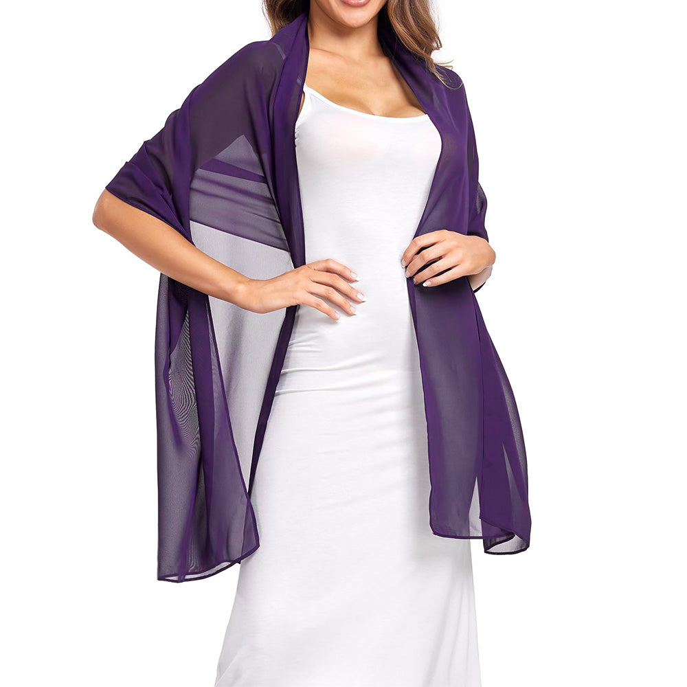 Chiffon Evening Dress Shawl for Weddings Parties - Purple