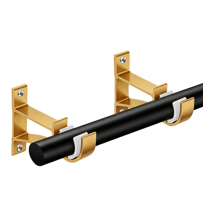 2 Piece Metal Support Curtain Rod Pole - Gold