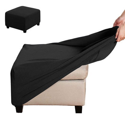 Elastic Jacquard Footrest Cover with Textured Stripes and Elastic Strap - Black
