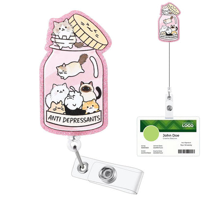 Retractable Badge Reel Cute Badge Clip - Cat