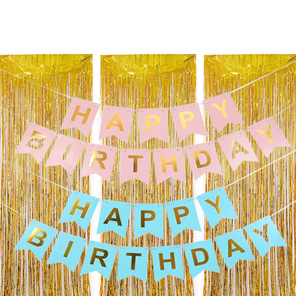 Set of 3Pcs 2M Fringe Curtain Backdrop Curtain Photo Booth Props Streamers Party Decorations Gold