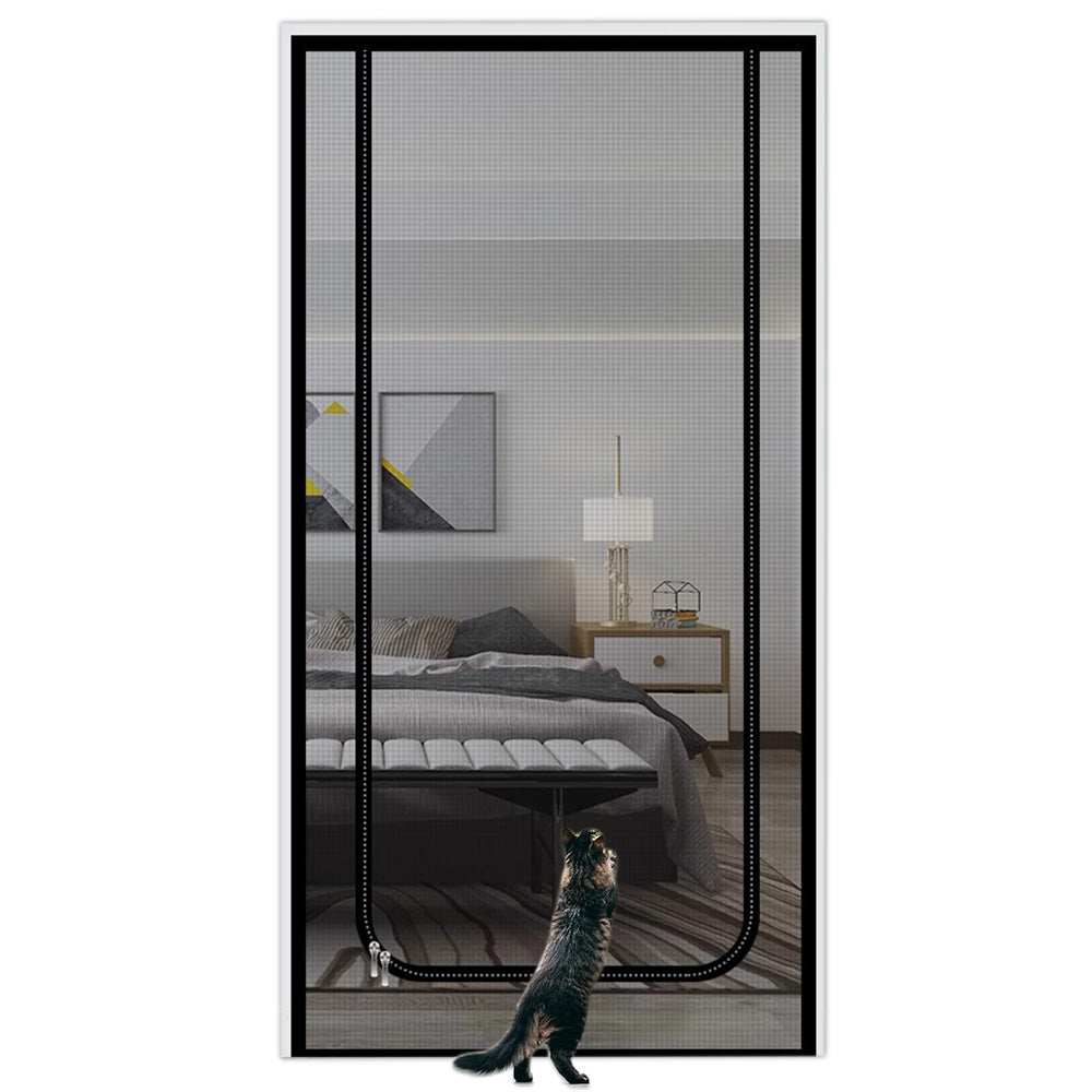 Zippered Pet Mesh Door Barrier for Cats Small Dogs - Gray U Opening