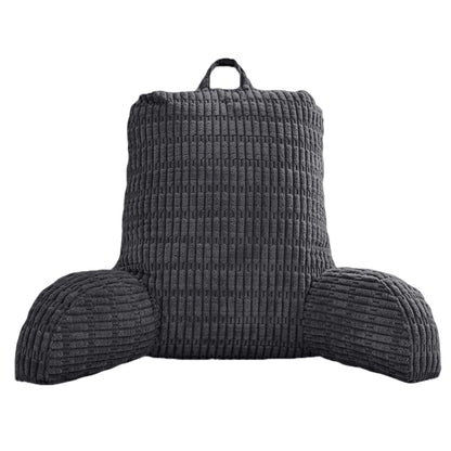 Bedside Backrest Cushion with Armrests Pocket and Washable Cover - Dark Grey