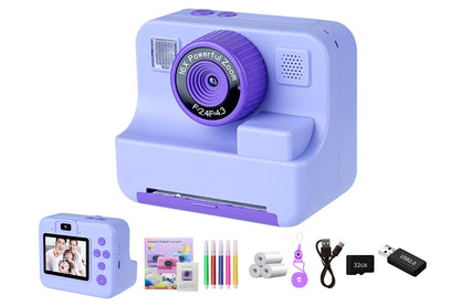 Instant Print Camera for  1080P Digital Inkless Camera with 32G TF Card-Purple