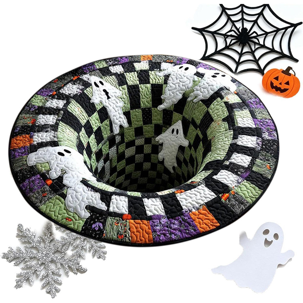 3D Round Non Slip Soft Halloween Rug - Purple Ghost