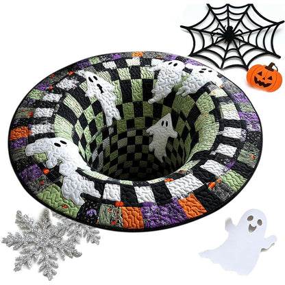 3D Round Non Slip Soft Halloween Rug - Purple Ghost