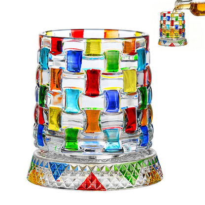 270ml Rotating Whiskey Glass Hand Painted Whiskey Tumbler - Rectangle
