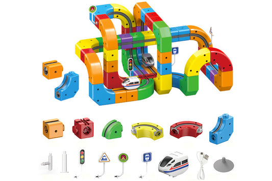 123Pcs Set Building Block Electric Train Set with Upside Down Racing