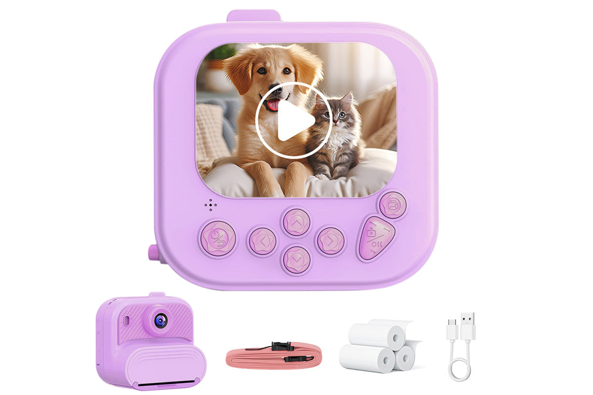 boy and girls DIY Instant Print Camera with 48MP Photo Printer-Purple