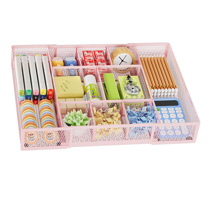 Expandable Desktop Drawer Organizer with Adjustable Dividers - Pink