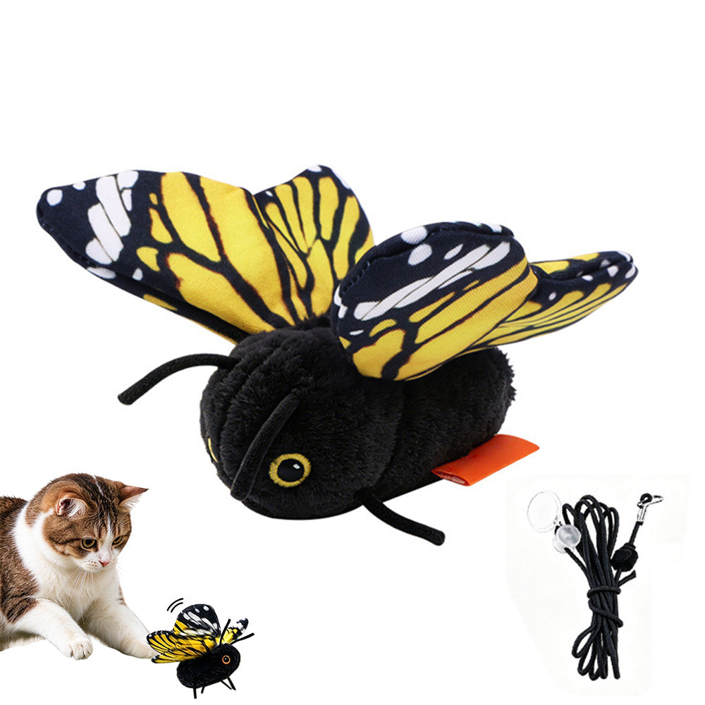 Electric Butterfly Cat Toy with Flapping Wings 3 Modes and Touch Activation - Gold