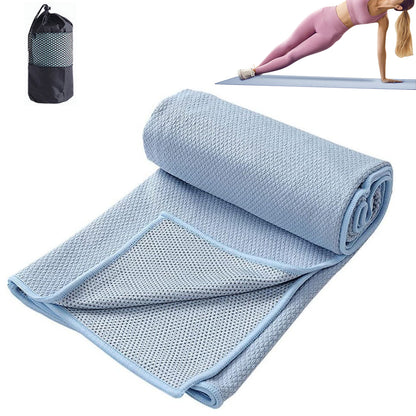 Hot Yoga Towel Microfiber Sweat Anti-Slip Yoga Mat Towels for Bikram Pilates-Blue