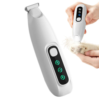 Pet Electric Paw Hair Trimmer with 18mm Ceramic Blade and LED Light - White