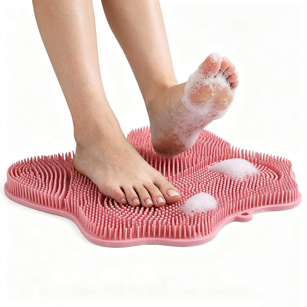 Non Slip Suction Back and Foot Cleaning Mat for Showers - Pink