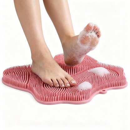 Non Slip Suction Back and Foot Cleaning Mat for Showers - Pink