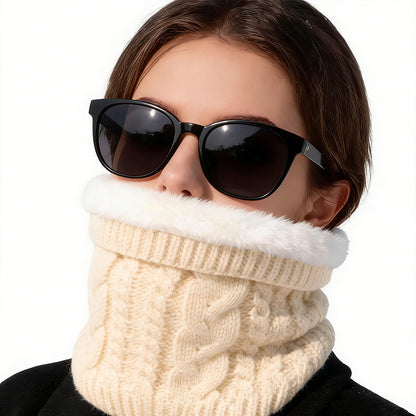 Winter Neck Gaiter Fleece Thick Neck Warmer Cover Ski Gaiters for Men Women-Beige