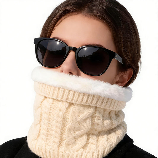 Winter Neck Gaiter Fleece Thick Neck Warmer Cover Ski Gaiters for Men Women-Beige