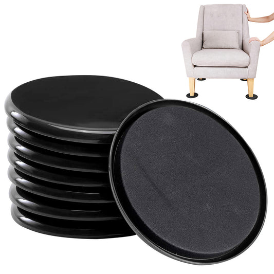 8 Piece Furniture Sliders Reusable Pads for Hardwood Floors and Carpet -Black
