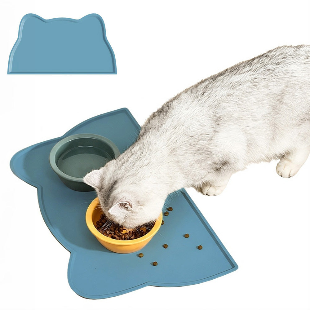 Silicone Pet Feeding Mat with Raised Spill Edge - Blue
