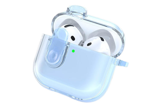 Earphones Case Compatible with Apple Airpods 4 Soft TPU Clear Earbuds Case-Blue