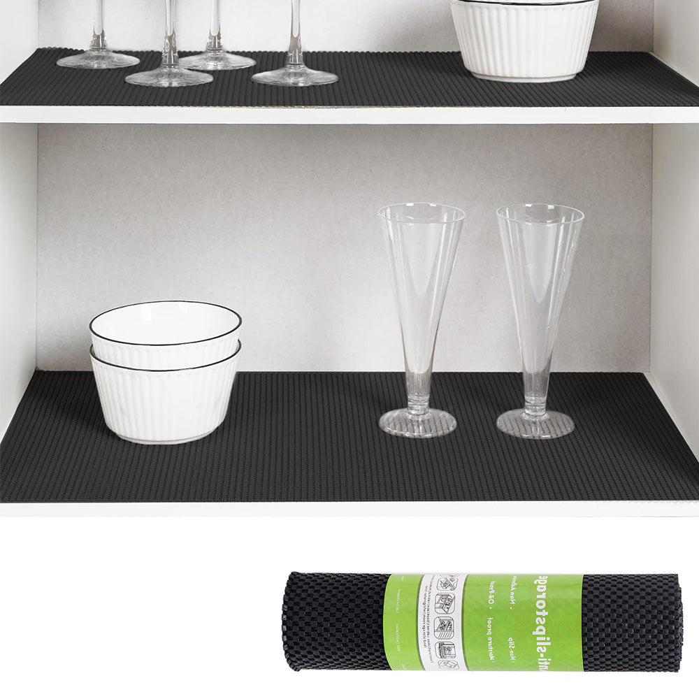 Non-Adhesive Drawer and Shelf Liner for Cabinet Wardrobe -Black